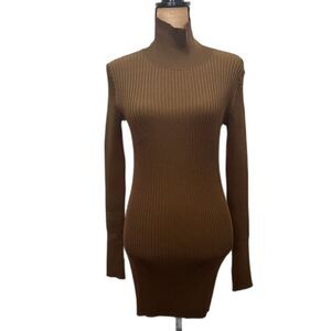 By Malene Birger Wilmo Sweater Dress Ribbed Turtleneck Bodycon Brown Size Medium